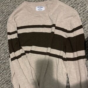 Old Navy Beige and Brown Striped Sweatshirt